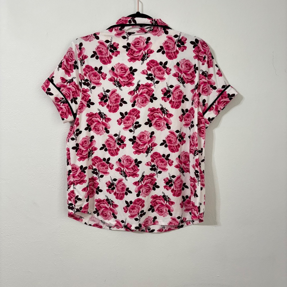 Kate Spade Floralcore Pink Rose Pajama Set Button Down Cropped Cottage Womens M - Picture 6 of 10